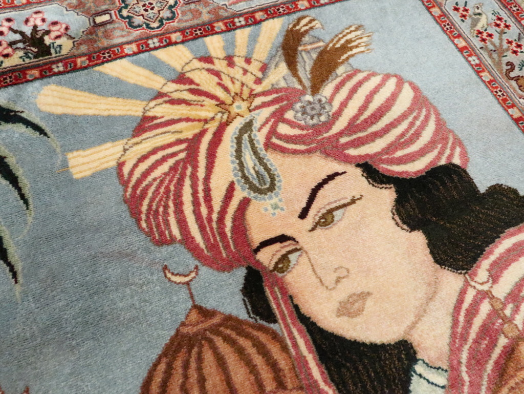 Vintage Persian Tabriz Pictorial Rug, No.27560 - Gss