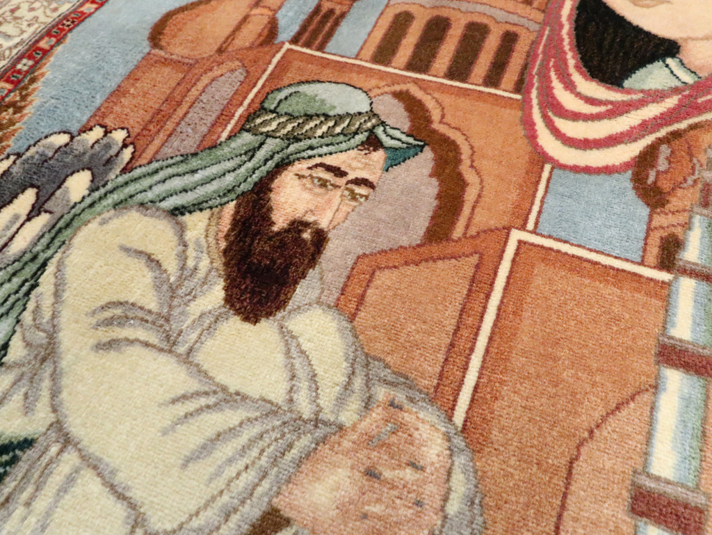 Vintage Persian Tabriz Pictorial Rug, No.27560 - Gss