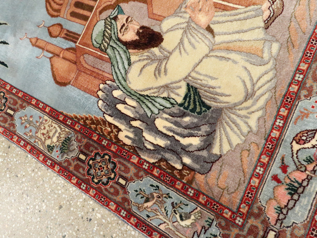 Vintage Persian Tabriz Pictorial Rug, No.27560 - Gss