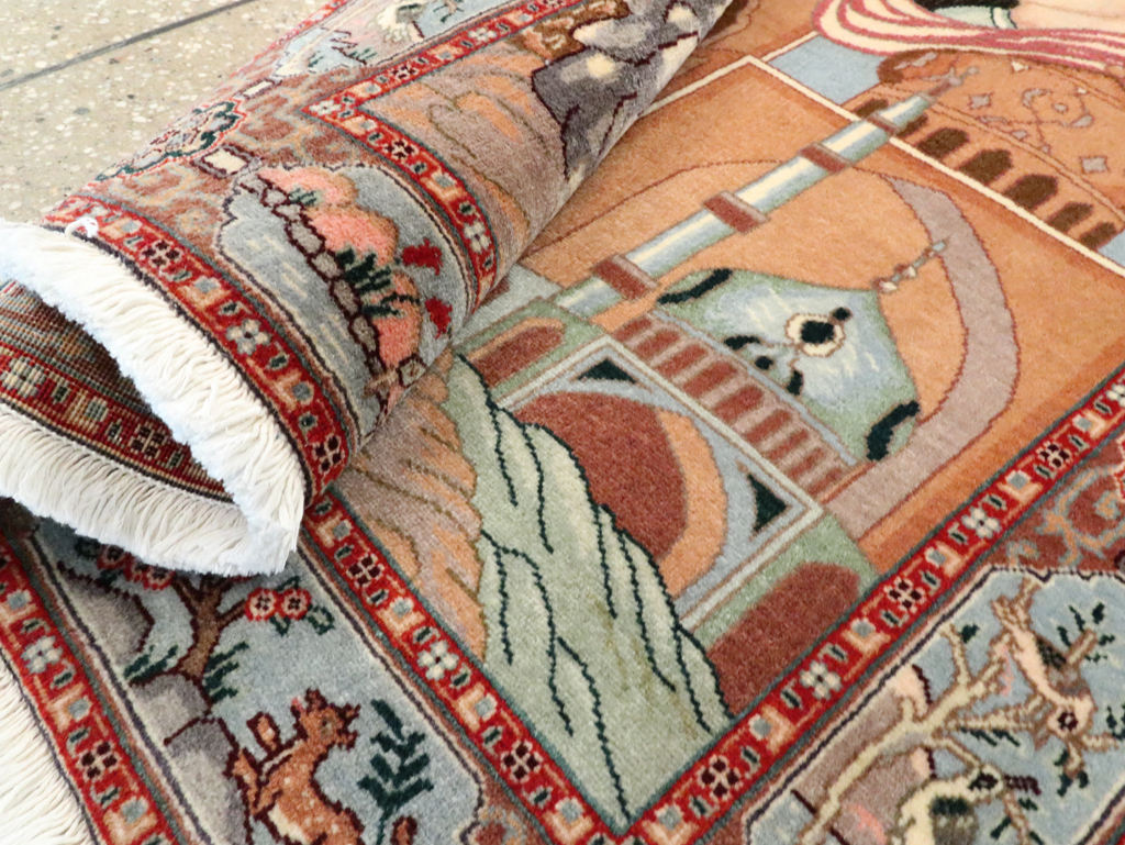 Vintage Persian Tabriz Pictorial Rug, No.27560 - Gss