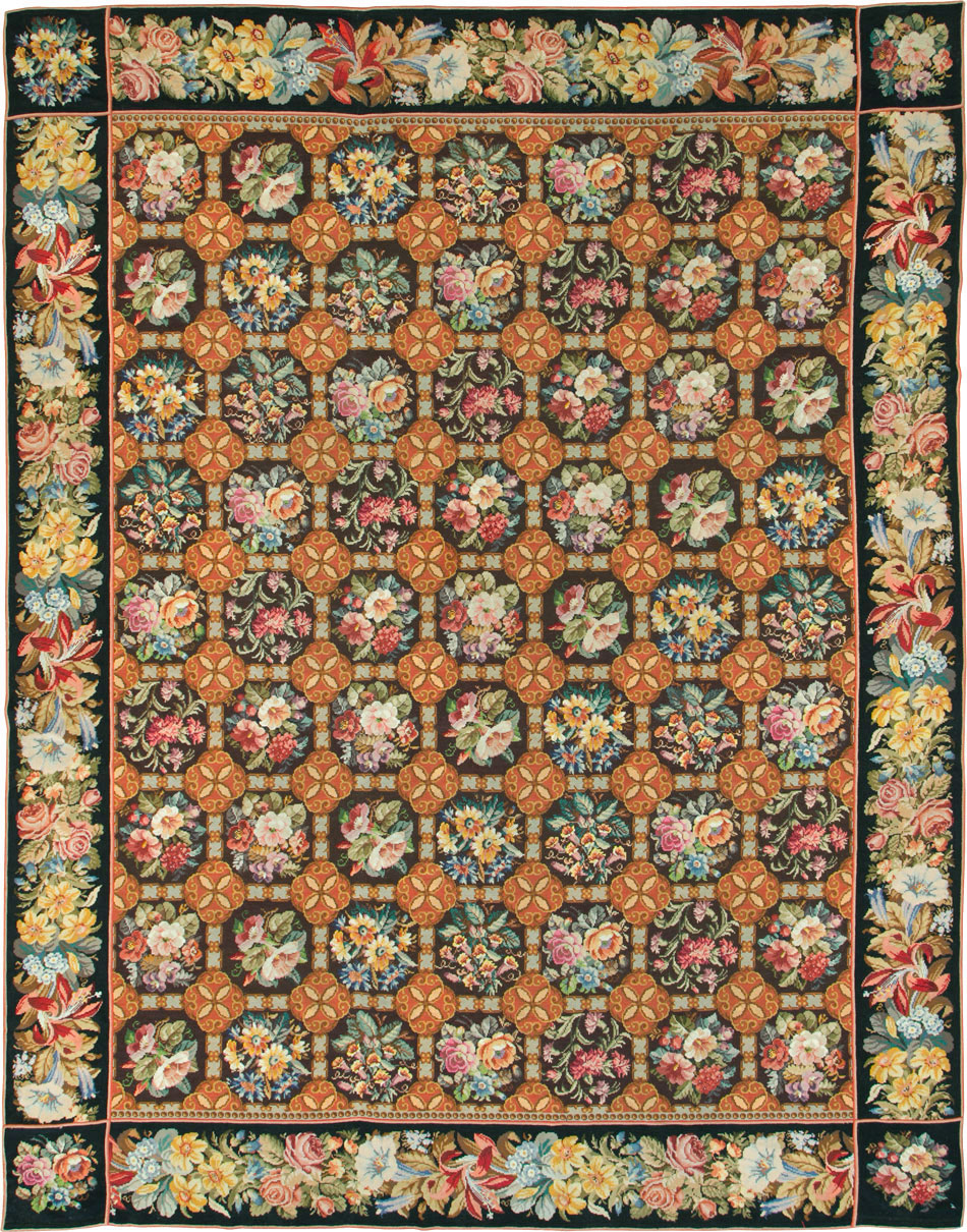 Antique English Flatweave Needlepoint Room Size Carpet, No.27565 - Gss