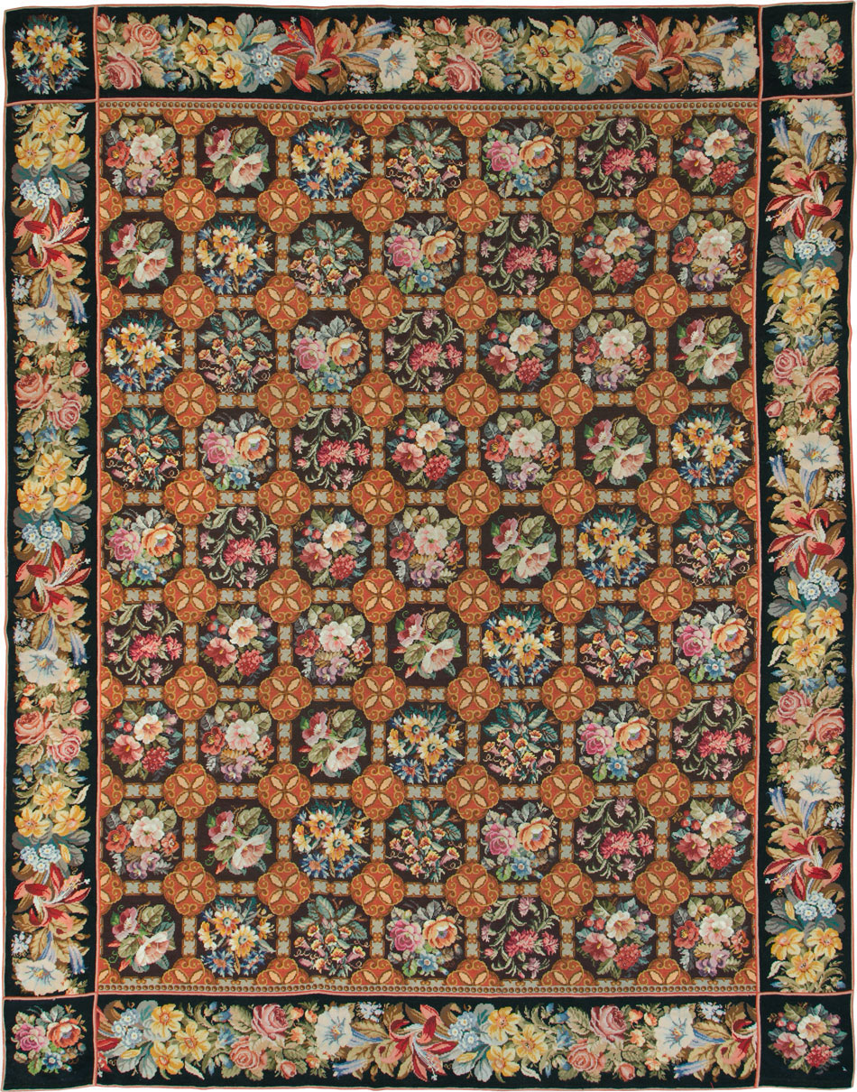 Antique English Flatweave Needlepoint Room Size Carpet, No.27565 - Gss