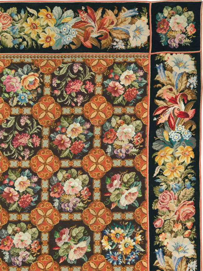 Antique English Flatweave Needlepoint Room Size Carpet, No.27565 - Gss