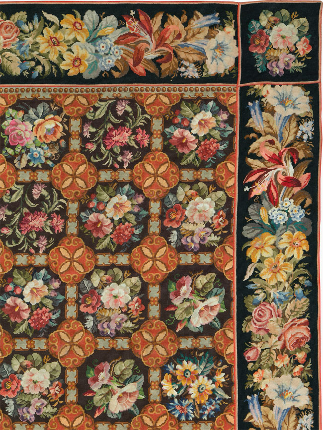 Antique English Flatweave Needlepoint Room Size Carpet, No.27565 - Gss