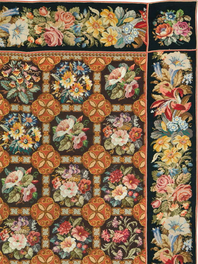 Antique English Flatweave Needlepoint Room Size Carpet, No.27565 - Gss