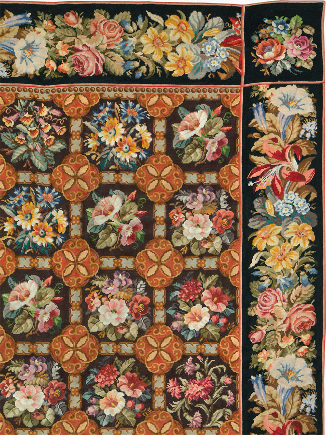 Antique English Flatweave Needlepoint Room Size Carpet, No.27565 - Gss