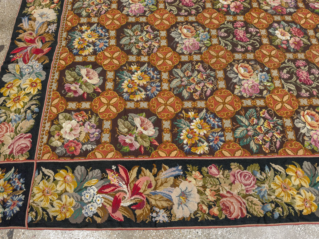 Antique English Flatweave Needlepoint Room Size Carpet, No.27565 - Gss