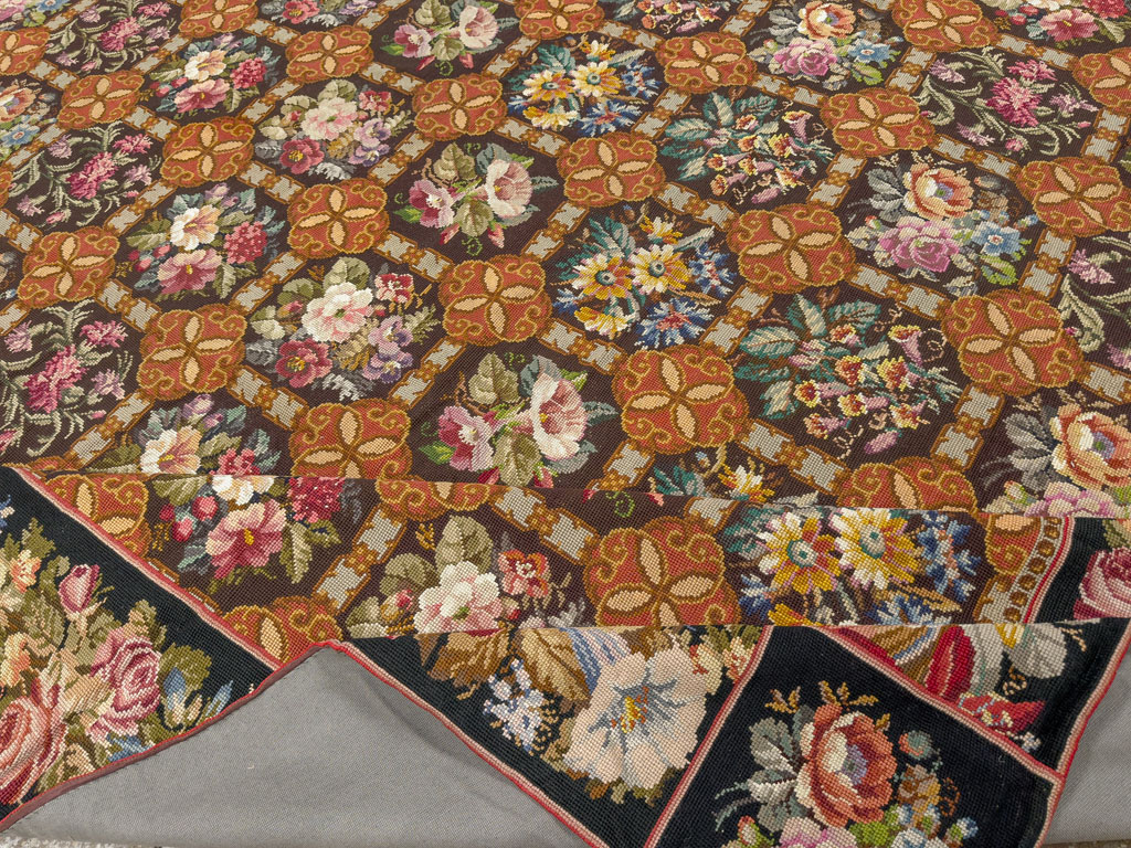 Antique English Flatweave Needlepoint Room Size Carpet, No.27565 - Gss