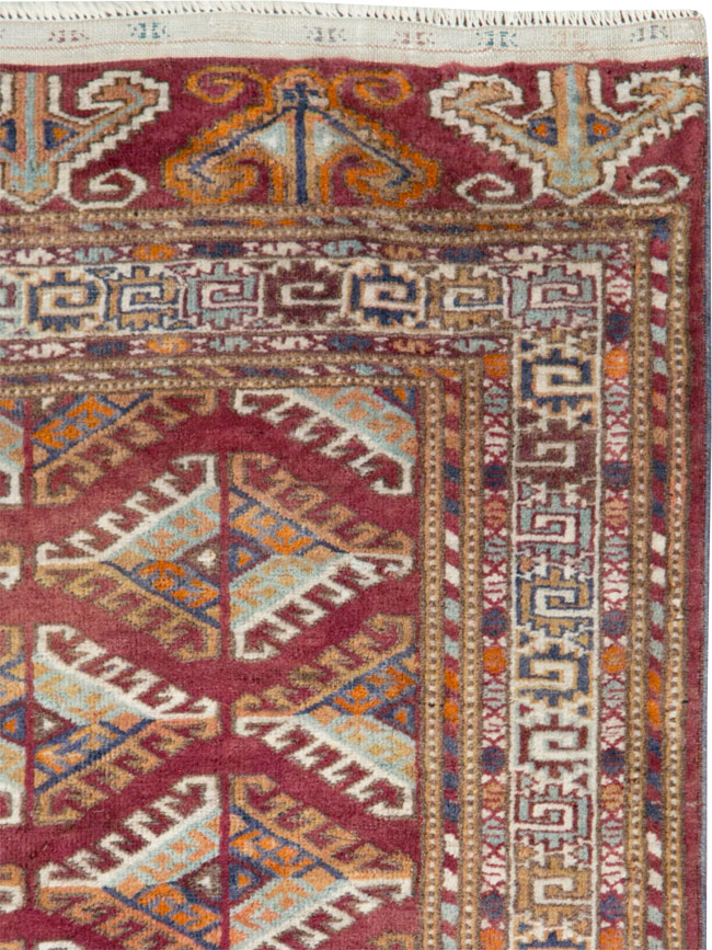 Vintage Central Asian Tekke Throw Rug, No.27569 - Gss