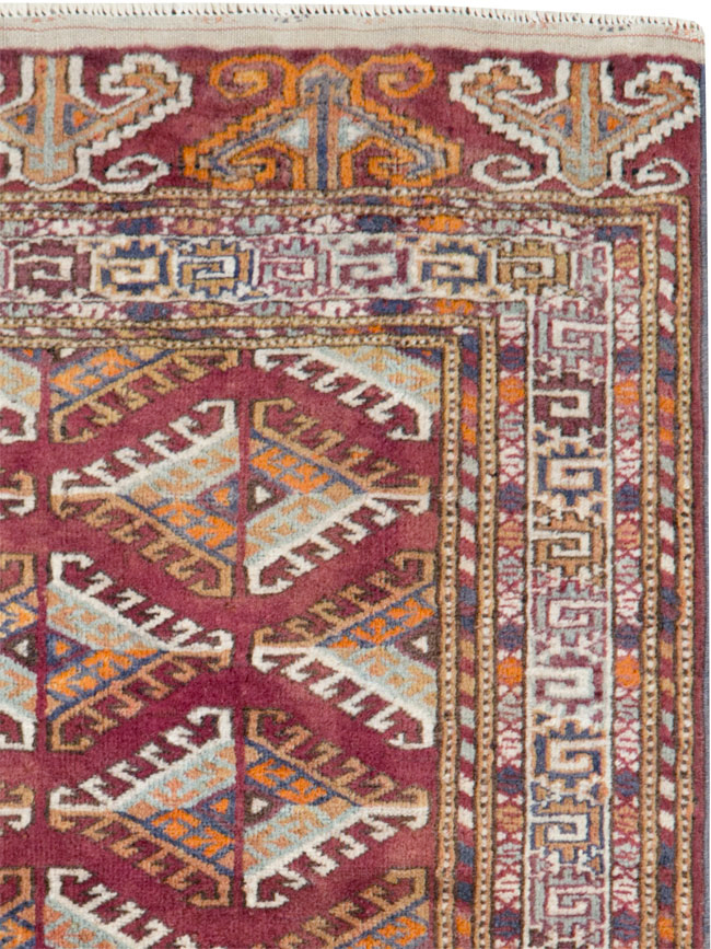 Vintage Central Asian Tekke Throw Rug, No.27569 - Gss