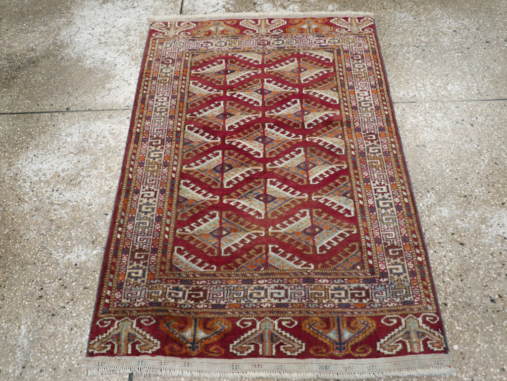 Vintage Central Asian Tekke Throw Rug, No.27569 - Gss