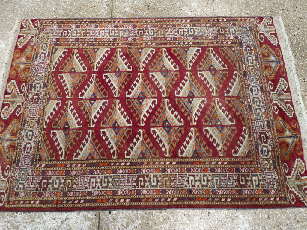 Vintage Central Asian Tekke Throw Rug, No.27569 - Gss