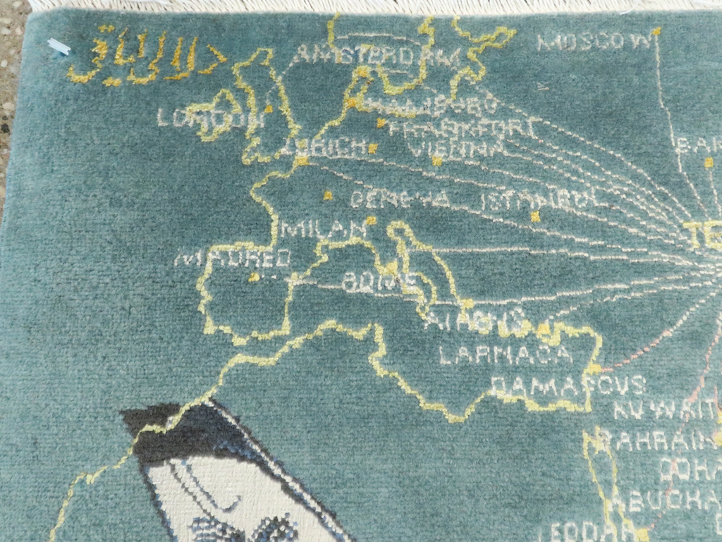 Vintage Persian Tabriz Pictorial Map Rug, No.27570 - Gss