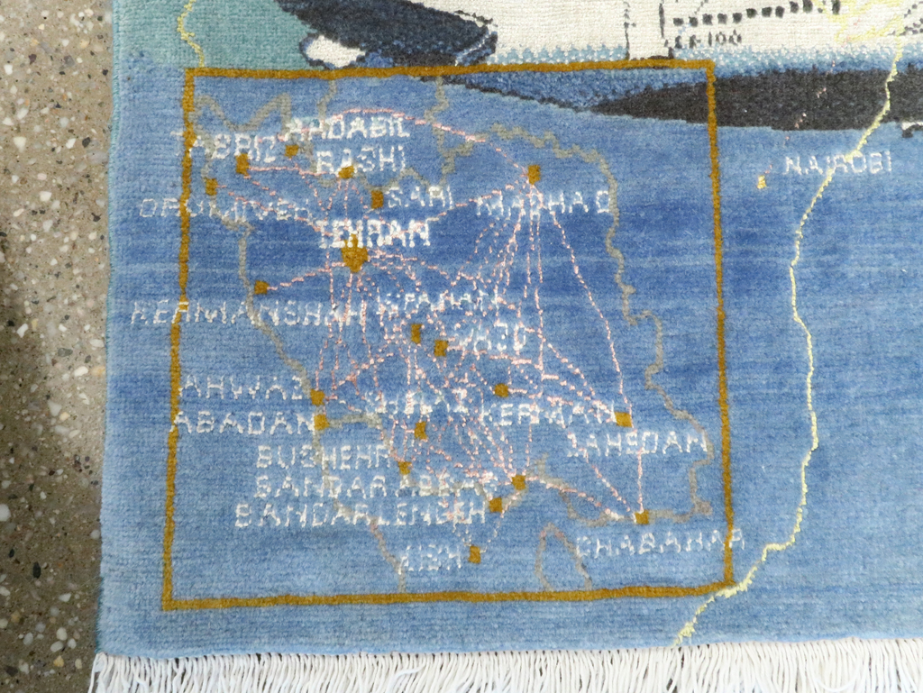 Vintage Persian Tabriz Pictorial Map Rug, No.27570 - Gss