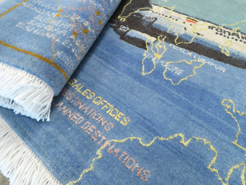 Vintage Persian Tabriz Pictorial Map Rug, No.27570 - Gss