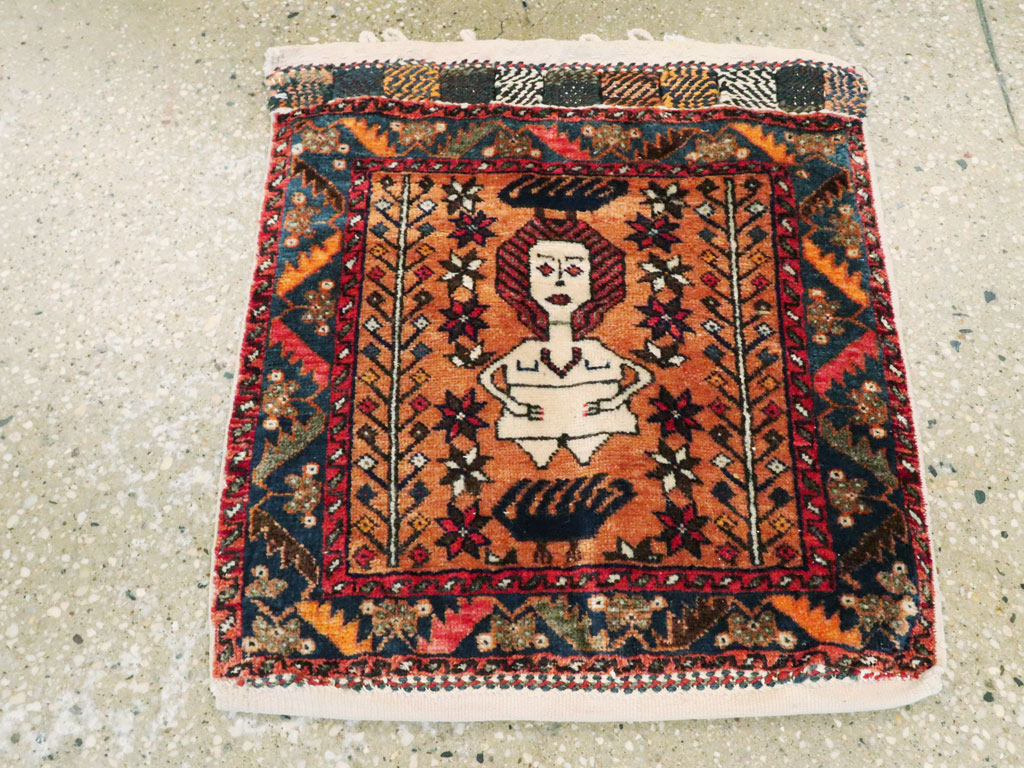 Vintage Persian Baluch Pictorial Rug, No.27580 - Gss