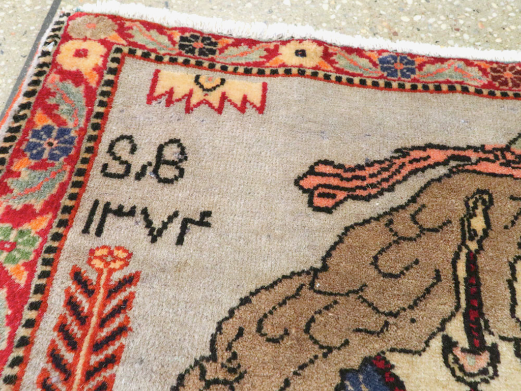 Vintage Persian Pictorial Tabriz Rug, No.27581 - Gss