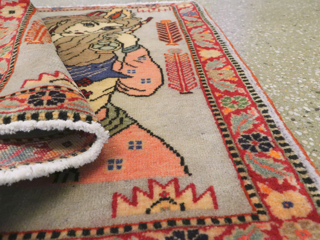 Vintage Persian Pictorial Tabriz Rug, No.27581 - Gss