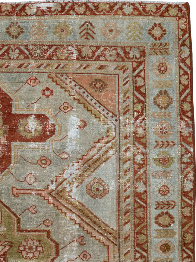 Distressed Antique Persian Malayer Accent Rug, No.27617 - Gss