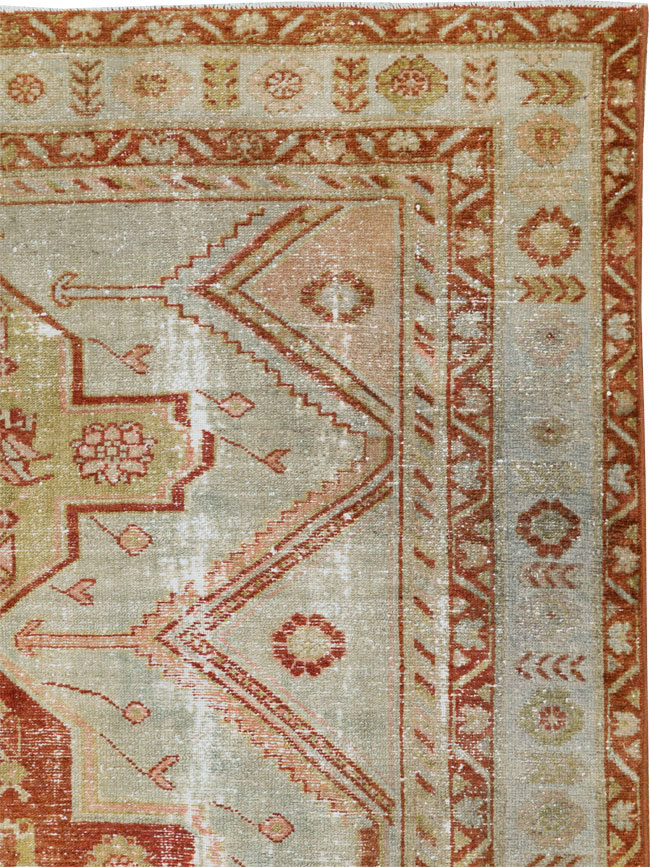 Distressed Antique Persian Malayer Accent Rug, No.27617 - Gss