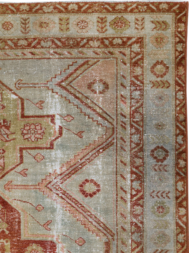 Distressed Antique Persian Malayer Accent Rug, No.27617 - Gss