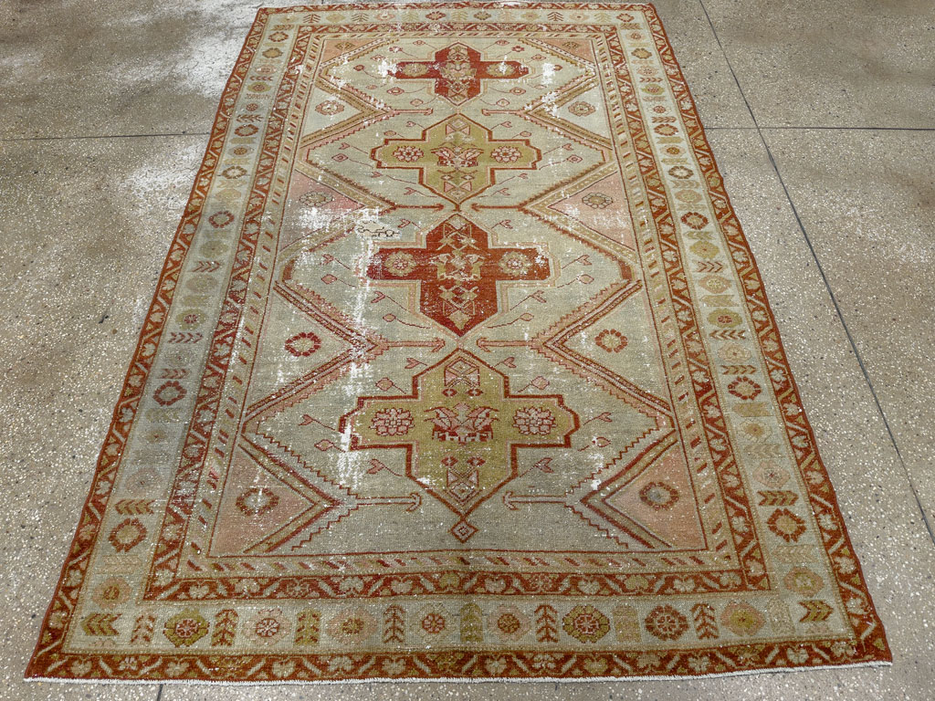 Distressed Antique Persian Malayer Accent Rug, No.27617 - Gss