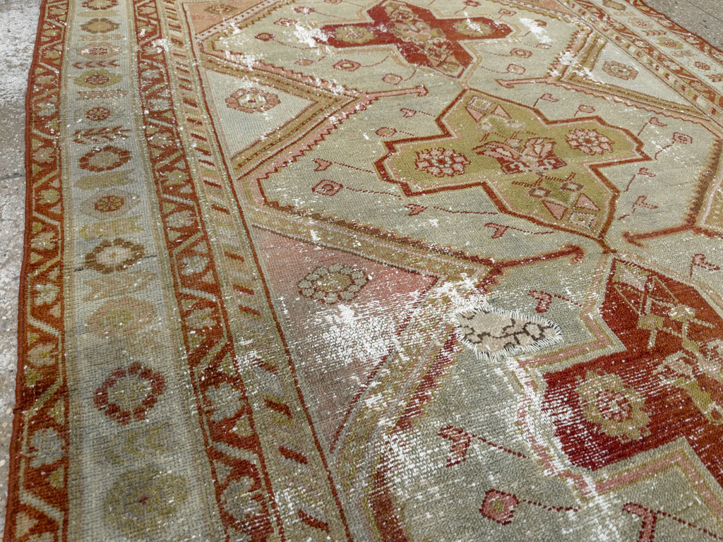 Distressed Antique Persian Malayer Accent Rug, No.27617 - Gss