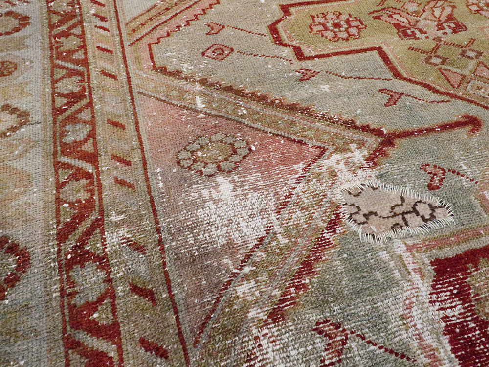 Distressed Antique Persian Malayer Accent Rug, No.27617 - Gss