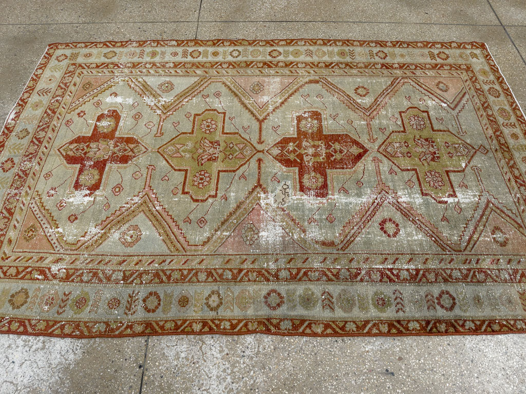 Distressed Antique Persian Malayer Accent Rug, No.27617 - Gss