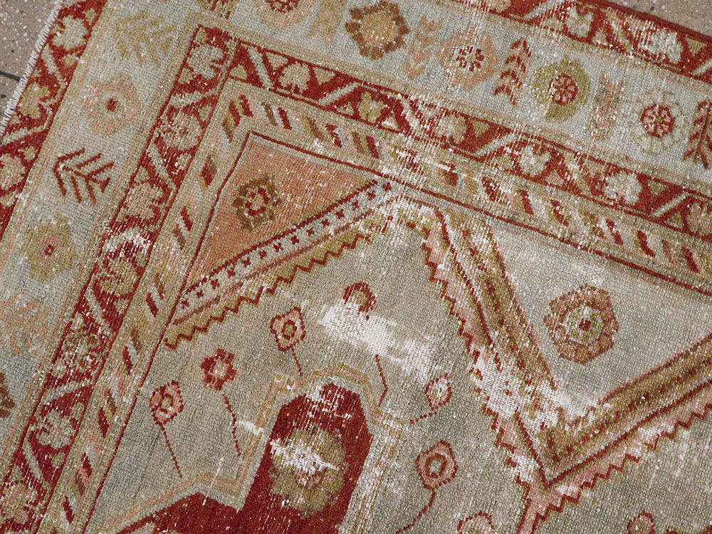 Distressed Antique Persian Malayer Accent Rug, No.27617 - Gss