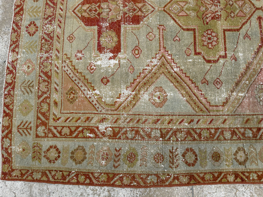 Distressed Antique Persian Malayer Accent Rug, No.27617 - Gss