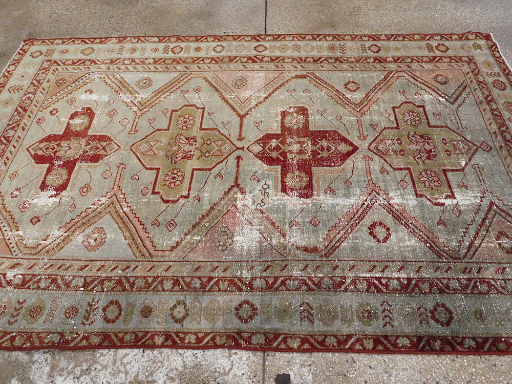 Distressed Antique Persian Malayer Accent Rug, No.27617 - Gss