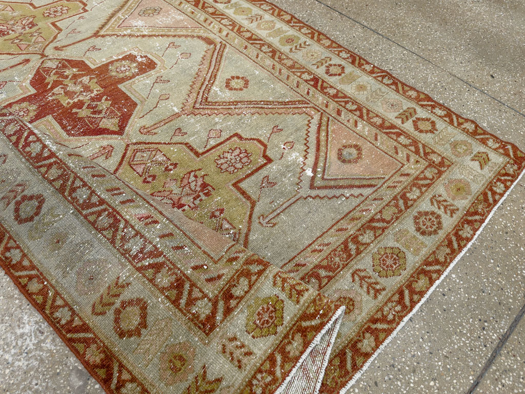 Distressed Antique Persian Malayer Accent Rug, No.27617 - Gss