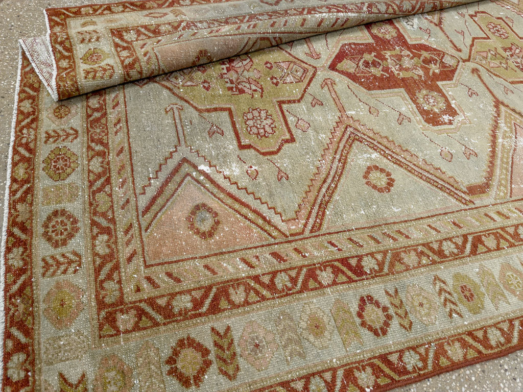 Distressed Antique Persian Malayer Accent Rug, No.27617 - Gss