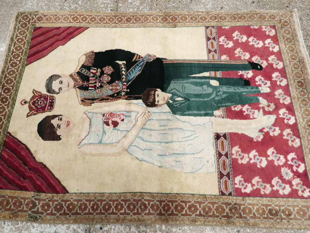 Vintage Persian Tabriz Pictorial Rug, No.27629 - Gss