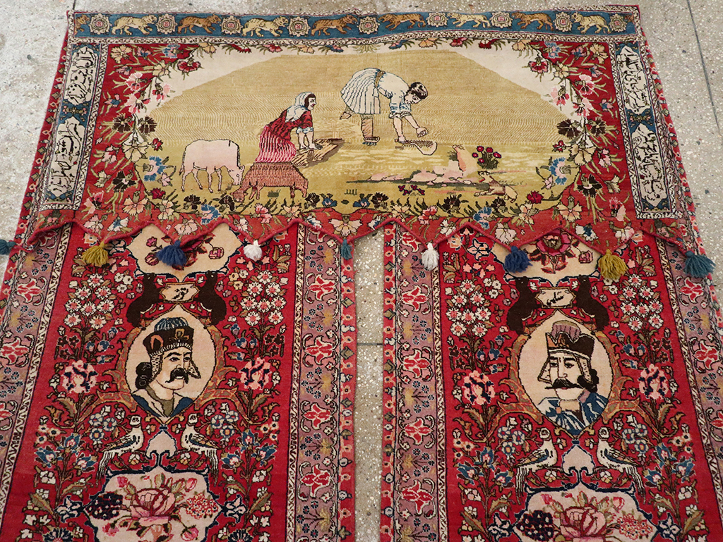 Vintage Persian Tabriz Pictorial Rug, No.27639 - Gss