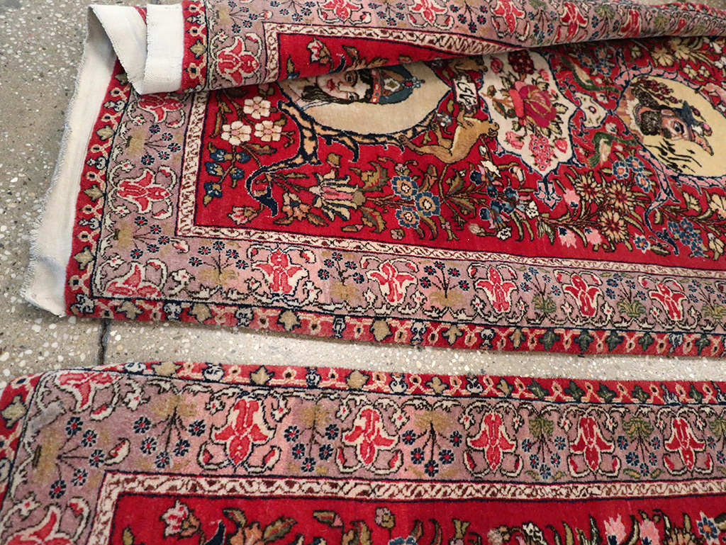 Vintage Persian Tabriz Pictorial Rug, No.27639 - Gss