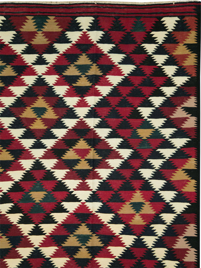 Vintage Turkish Flatweave Kilim Long Room Size Carpet, No.27661 - Gss