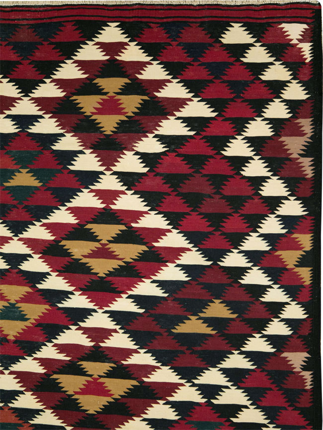 Vintage Turkish Flatweave Kilim Long Room Size Carpet, No.27661 - Gss