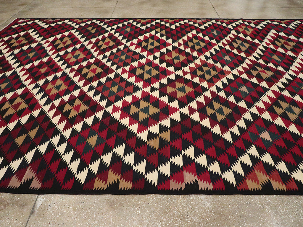 Vintage Turkish Flatweave Kilim Long Room Size Carpet, No.27661 - Gss