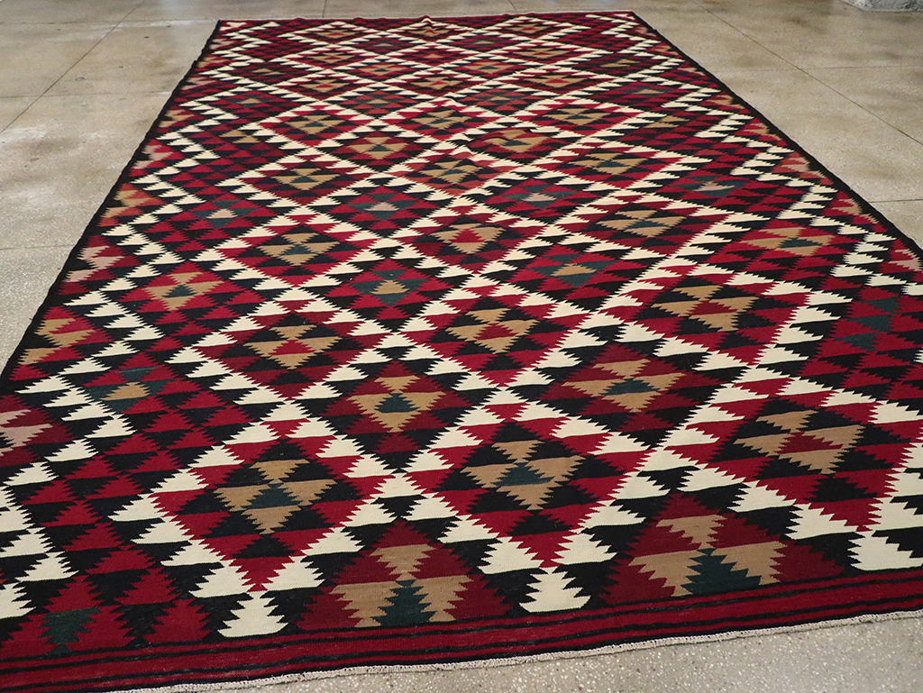 Vintage Turkish Flatweave Kilim Long Room Size Carpet, No.27661 - Gss