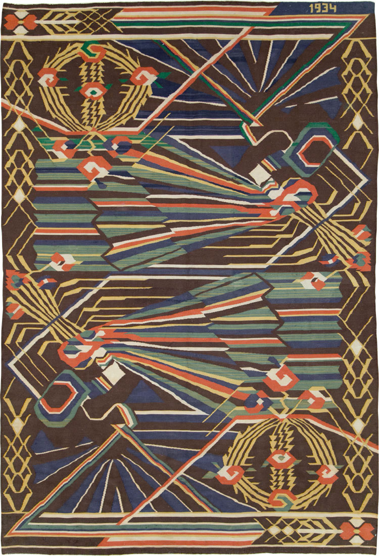 Vintage Romanian Flat-Weave Rug, No.27666 - Gss