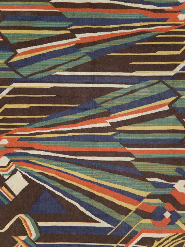 Vintage Romanian Flat-Weave Rug, No.27666 - Gss