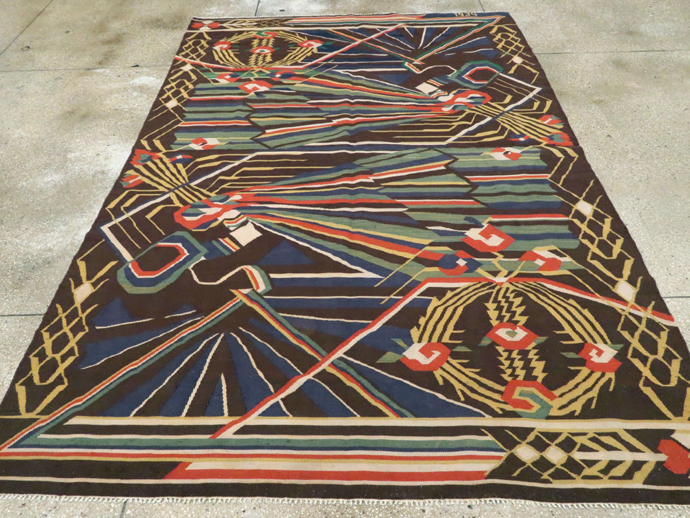 Vintage Romanian Flat-Weave Rug, No.27666 - Gss
