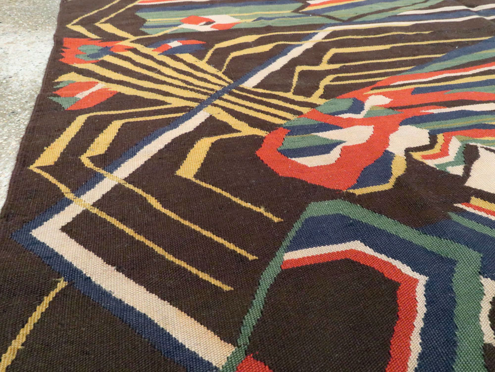 Vintage Romanian Flat-Weave Rug, No.27666 - Gss