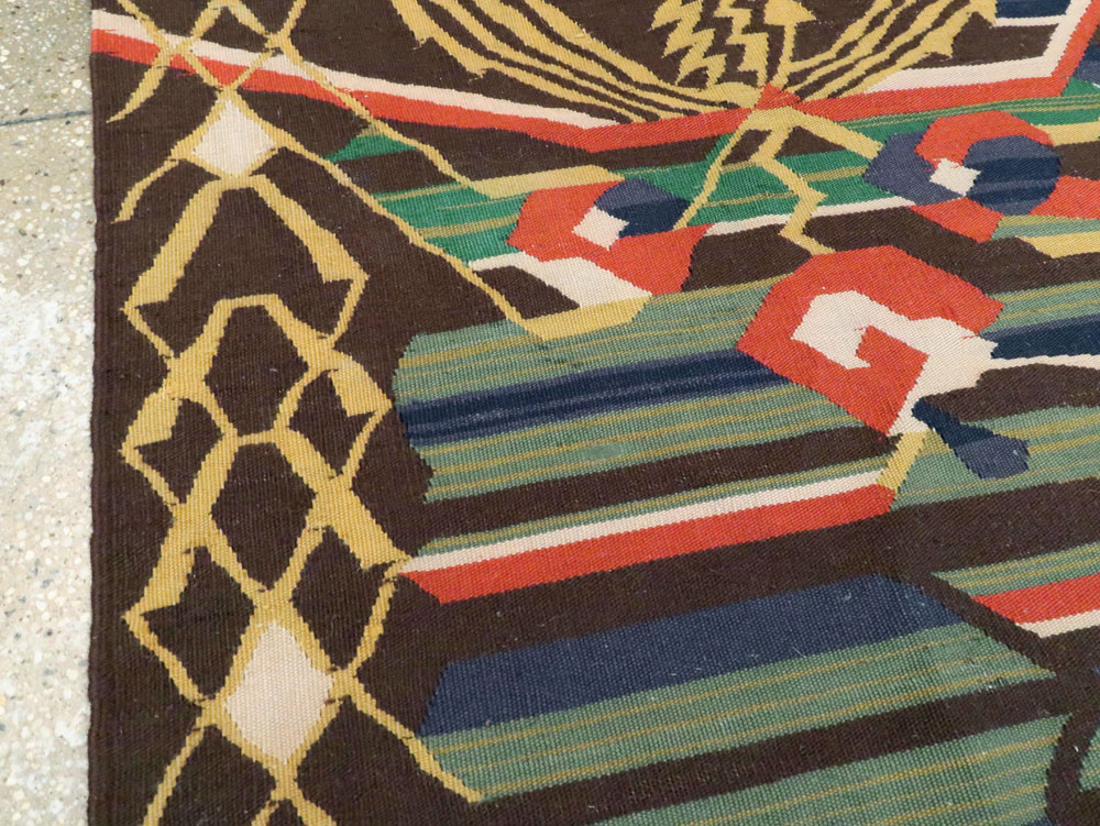 Vintage Romanian Flat-Weave Rug, No.27666 - Gss