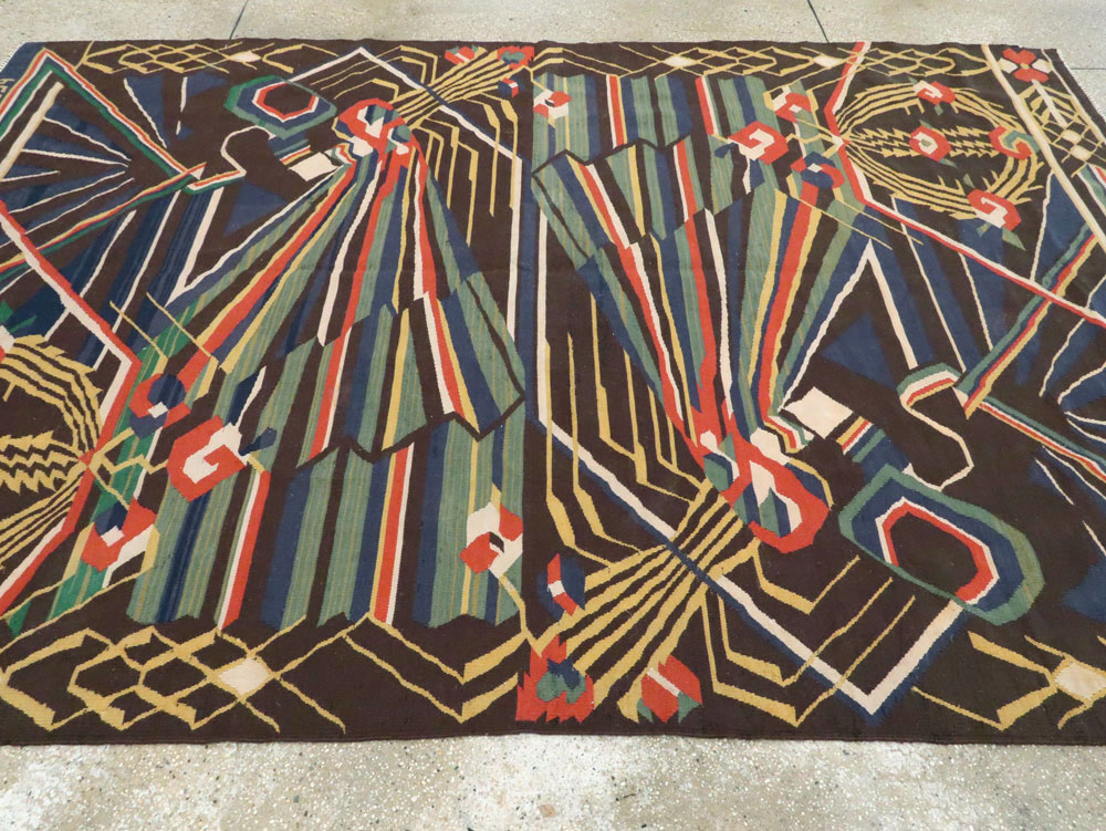 Vintage Romanian Flat-Weave Rug, No.27666 - Gss