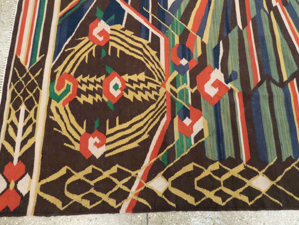 Vintage Romanian Flat-Weave Rug, No.27666 - Gss