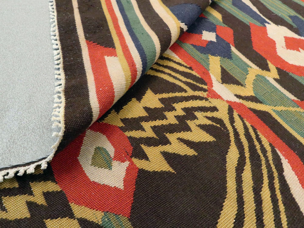 Vintage Romanian Flat-Weave Rug, No.27666 - Gss