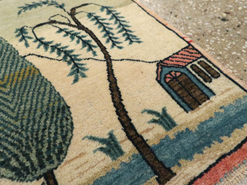 Vintage Persian Kashan Pictorial Rug (Pair: 1 of 2), No.27674 - Gss